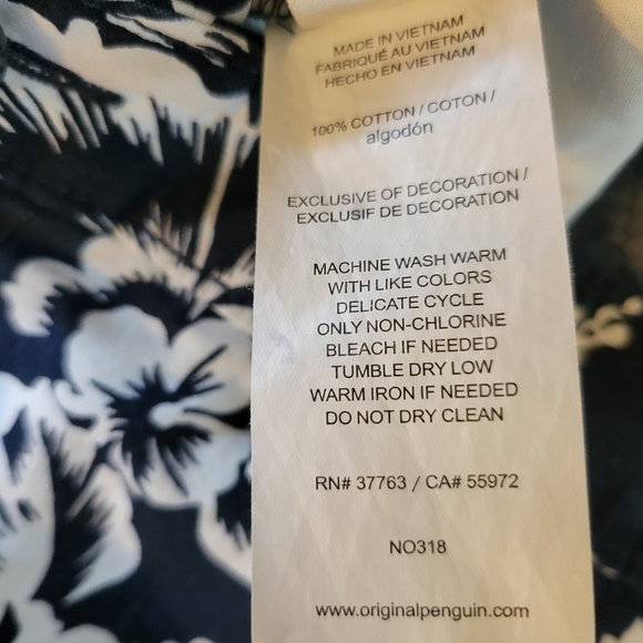 Original Penguin Men's Exploded Hibiscus Short DarkNavy White  Shorts Size 36 - Picture 11 of 13